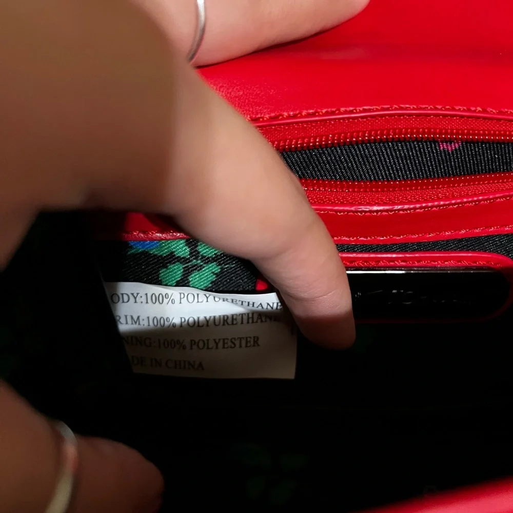 Betsey Johnson Red Carnation Mini Bag with Floral Accents - Picture 8 of 9